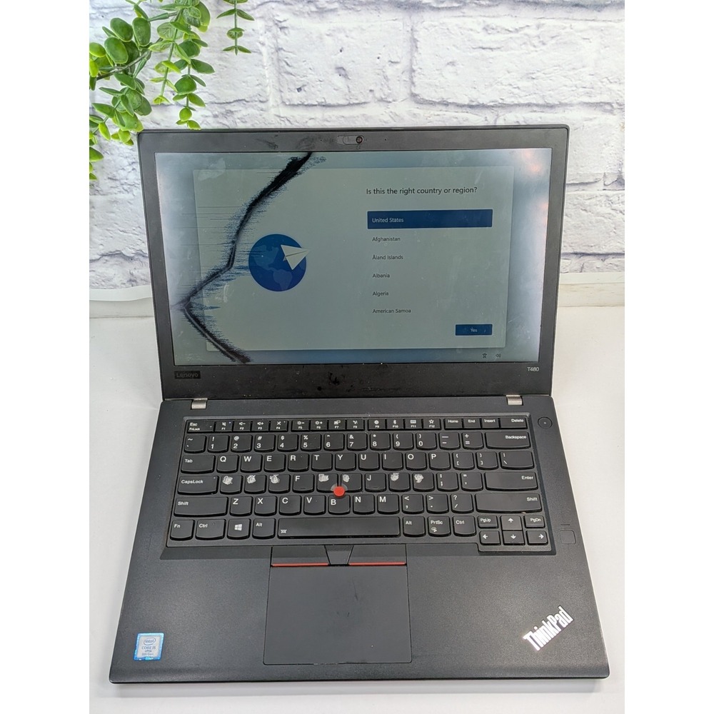 CRACKED SCREEN🚨Lenovo ThinkPad T480s /i5-8350U / 8GB RAM / 240GB SSD *BROKEN*